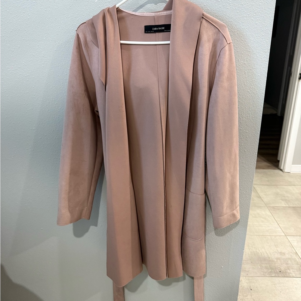 Zara Pink Suede Trench Coat